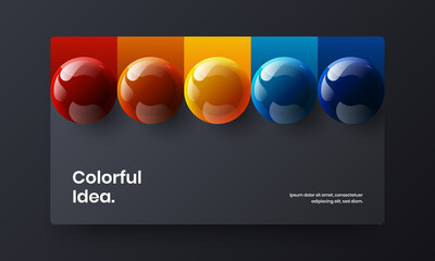 Bright website vector design illustration. Clean realistic spheres front page layout.