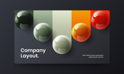 Isolated brochure design vector concept. Amazing 3D spheres postcard template.