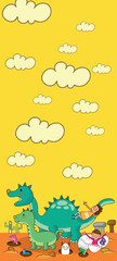 Obraz premium kids dream vertical illustrations school student cartoon school gate learning