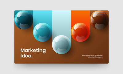 Multicolored corporate identity design vector layout. Geometric 3D balls catalog cover template.