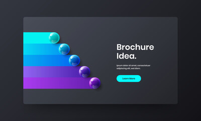 Vivid annual report vector design concept. Amazing realistic spheres presentation layout.