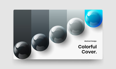 Trendy realistic spheres presentation template. Isolated website screen design vector concept.