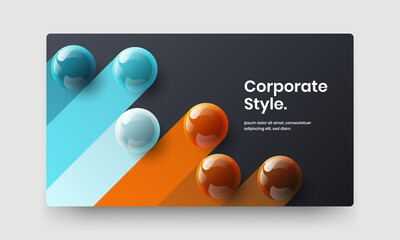 Bright company brochure vector design illustration. Colorful realistic balls postcard concept.