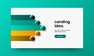 Fresh handbill design vector concept. Minimalistic 3D spheres corporate identity layout.