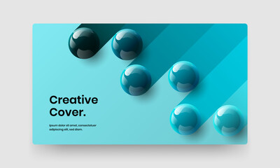 Geometric realistic balls website layout. Clean poster vector design illustration.