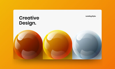 Clean website vector design layout. Amazing 3D spheres corporate brochure concept.