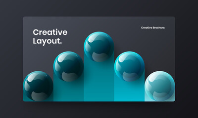 Fresh journal cover vector design concept. Simple 3D spheres corporate identity layout.