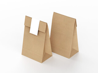 3D illustration. Paper delivery bag isolated on white background