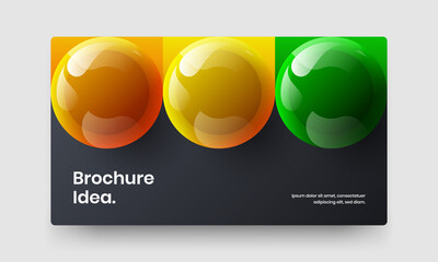 Minimalistic realistic spheres cover layout. Isolated company identity vector design template.