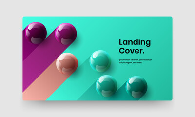 Clean poster design vector template. Premium realistic balls magazine cover layout.