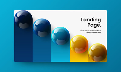 Vivid magazine cover design vector illustration. Original 3D balls site concept.