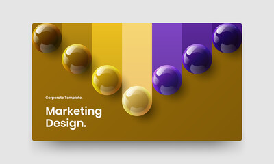 Creative realistic spheres site screen layout. Original leaflet design vector template.