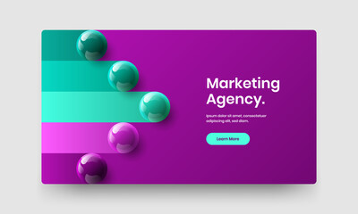 Naklejka premium Isolated website vector design template. Creative realistic spheres front page layout.