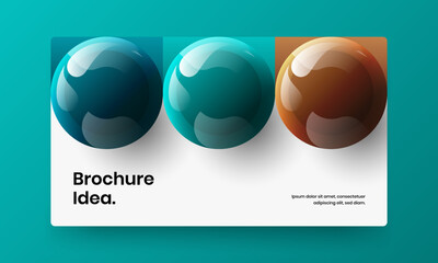 Vivid 3D balls handbill layout. Unique journal cover vector design concept.