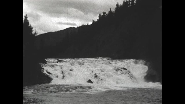 Bow Falls in Banff 1937 - Views of Bow Falls, on the Bow River in Banff, Alberta, in 1937.