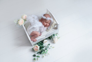 Newborn baby sleep the first days of life. Cute little newborn baby sleep soundly