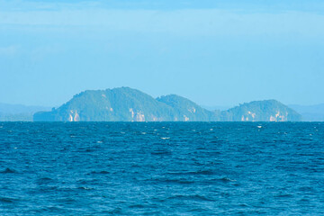 Calm blue seascape scenery in Mersing, Johor, Malaysia