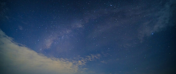 Starry night sky background with milky way in Pulau Besar, Mersing, Johor, Malaysia