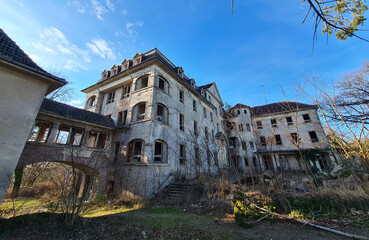 View of an old dilapidated villa