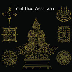 Thai ancient traditional talisman name in thai language is yant Thao Wessuwan. It has properties prevent thieves and ghosts, also favoured by many businessmen and financial wealth.