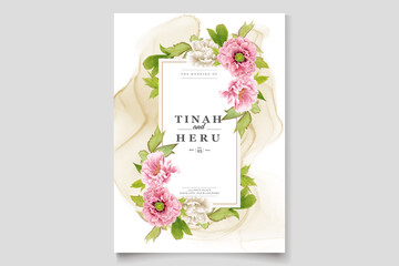 elegant peony background and wreath card design