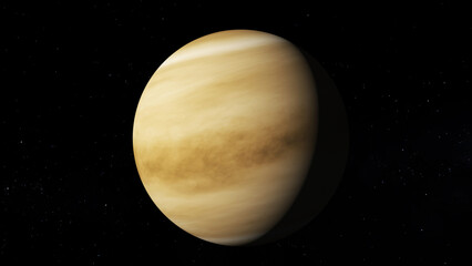 Planet Venus. Realistic 3D render of Venus and stars.