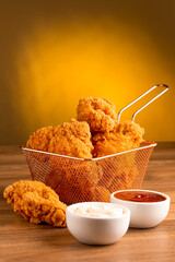 Crispy fried chicken in the basket.