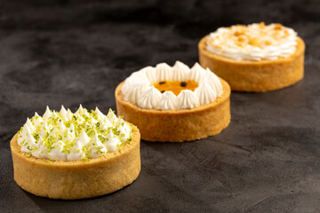 Tasty passion fruit and lemon tartlet.