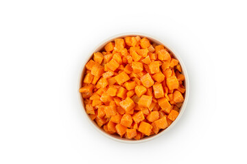Sliced ​​carrots isolated on white background.