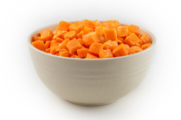 Sliced ​​carrots isolated on white background.