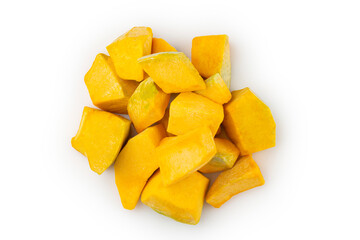 Sliced ​​pumpkin isolated on white background.