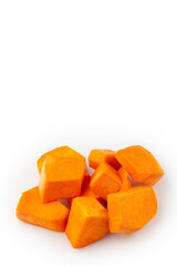 Sliced ​​pumpkin isolated on white background.