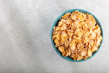 Sugared corn flakes in the bowl.