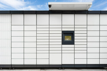 Self service post terminal machine in city