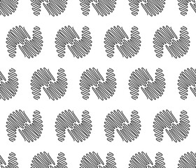 Spiral wave yin and yang seamless pattern. Suitable for web design, textiles, wrapping paper, postcards, covers. Used black and white colors. Vector illustration