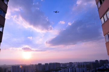 sunset over the city