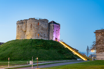 Fototapeta na wymiar Castle of The city of York at dusk in United Kingdom. England