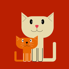Cute cat, funny cartoon pet animal character vector illustration.