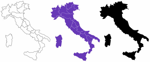 Italian Republic blank map set