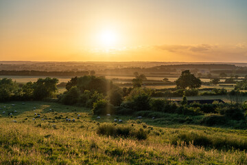 Sunset  over east midlands fields near Milton Keynes. Buckinghamshire. United Kingdom landscape