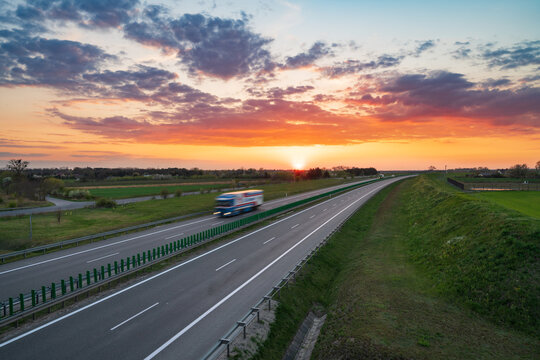 Expressway S3 road at sunset in Poland