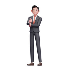 businessman in formal suit pointing at camera, 3d render businessman character in formal suit