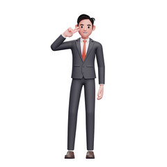 businessman in formal suit peace sign with finger, 3d render businessman character in formal suit
