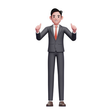 businessman in formal suit give applause thumbs up, 3d render businessman character in formal suit