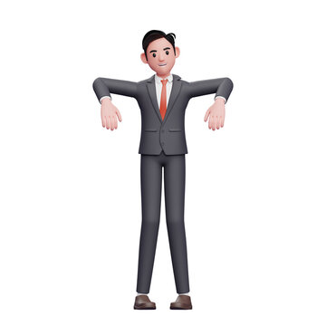 businessman in formal suit marionette pose, 3d render businessman character in formal suit