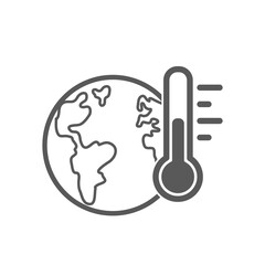 vector illustration of earth outline icon and thermometer, global warming.