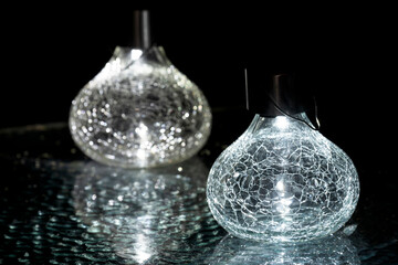 Decorative  light bulbs in the garden at night.
