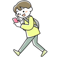 歩きスマホをする若者