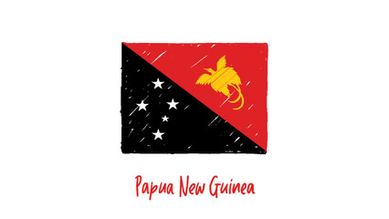 Papua New Guinea Flag Marker or Pencil Sketch Illustration Vector