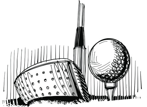 recommend clip art: the vector sketch illustration of the golf player